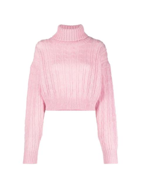 roll-neck cable-knit jumper