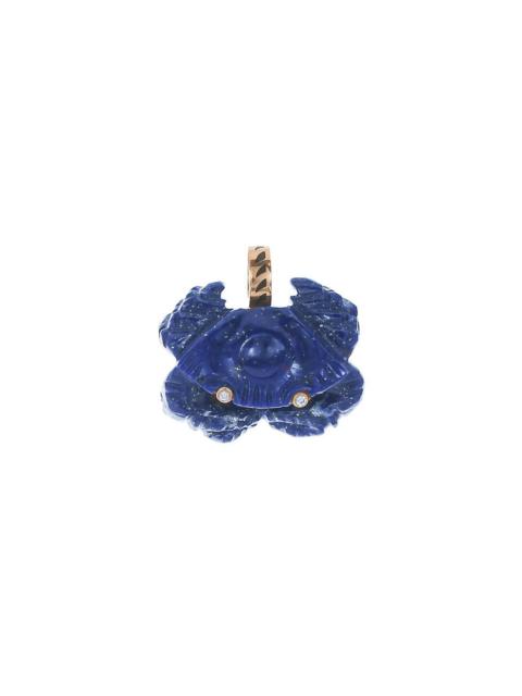 DEZSO Lapis Diamond Carved Crab Pendant