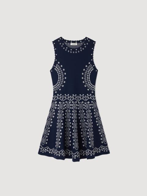 Sandro SCARF-PRINT KNIT MINI DRESS