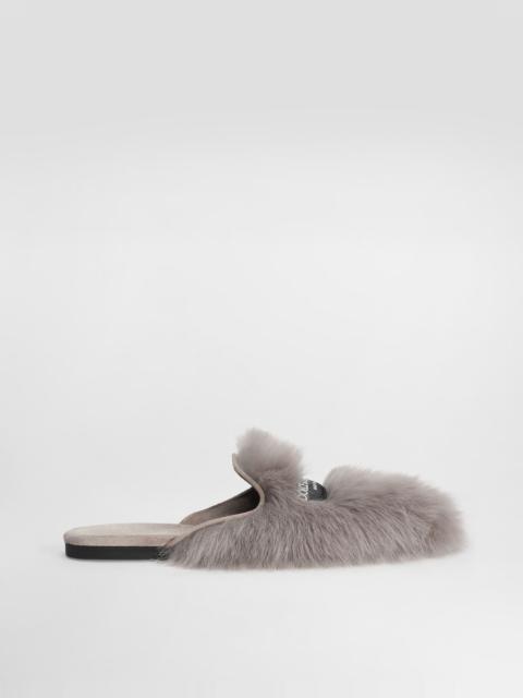 Dolce & Gabbana Shearling and suede slippers