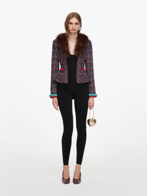 self-portrait Multi Textured Knit Peplum Cardigan