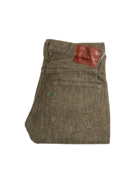 Pure Blue Japan OL-14oz-019 14oz Selvedge Denim Relax Tapered Olive x White