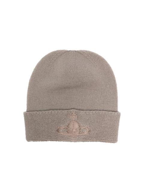 Orb-embroidered wool beanie