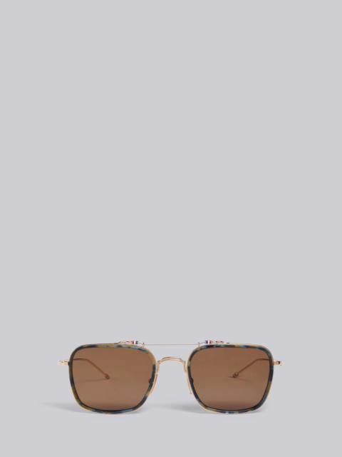 Thom Browne TB816 - Navy Tortoise Rectangular Aviator Glasses