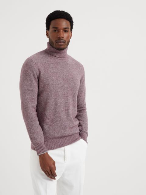 Flecked alpaca, cotton and wool turtleneck sweater