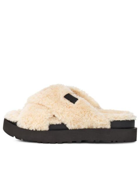 UGG (WMNS) UGG Fuzz Sugar Cross Slide 'Natural Black' 1135131-NBLC