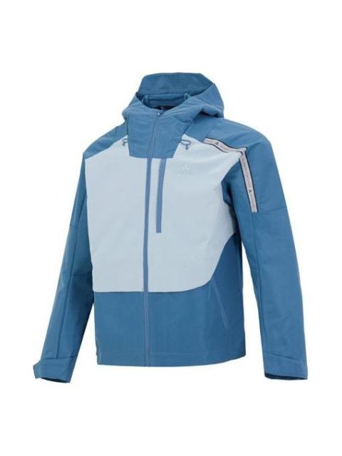 Men's adidas Th Protek Wvjkt Colorblock Stripe Athleisure Casual Sports Hooded Jacket Blue HM5166