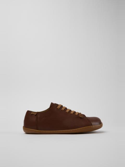 CAMPER Peu Brown Vegetable-Tanned Leather Shoes for Men.