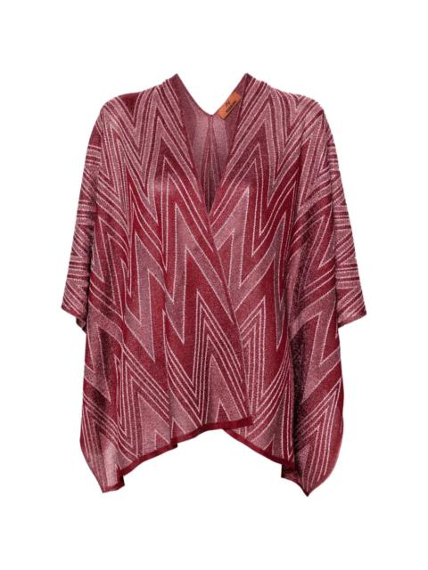 zigzag-woven fringed cardigan