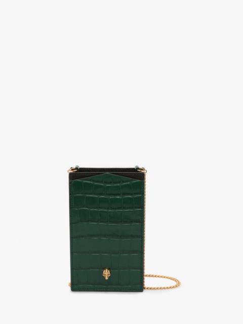 Alexander McQueen Women's Skull Phone Case With Chain in Emerald