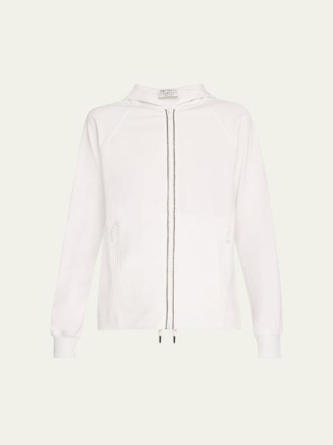 Brunello Cucinelli Monili Techno Jersey Zip-Front Hoodie