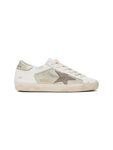 Golden Goose White & Beige Super-Star Sneakers