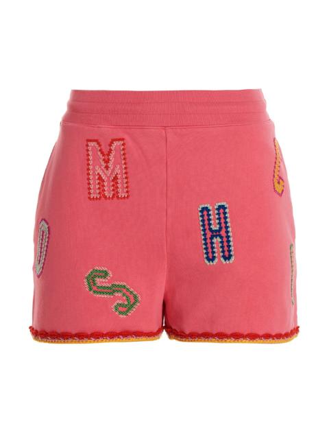 Lettering embroidered logo bermuda shorts