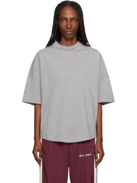 Palm Angels Gray Curved Logo Collar Over T-shirt