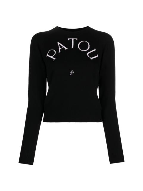 intarsia-knit logo fitted jumper
