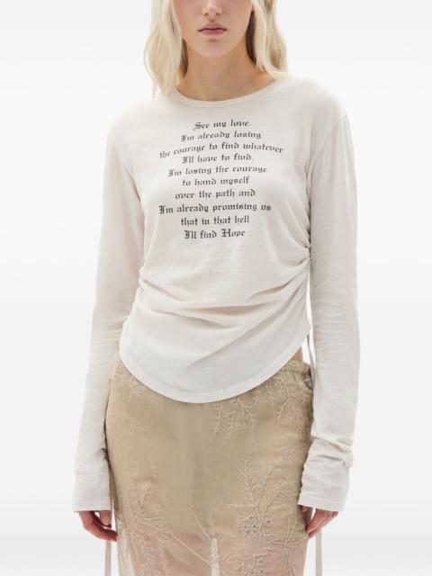Ann Demeulemeester Dot wrinkled cropped long-sleeve top