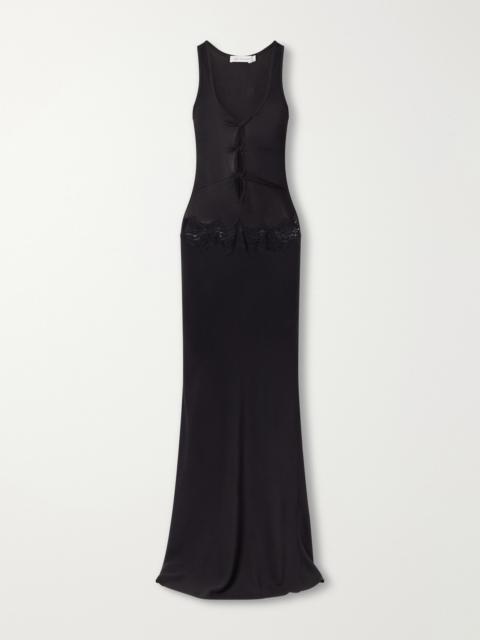 CHRISTOPHER ESBER Verner Cut-out Ribbed-detail Lace-trimmed Jersey Midi Dress