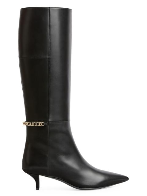 GUCCI Women's Signoria 50MM Leather Tall Boots - Black