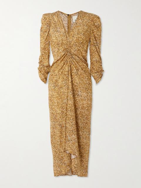 Isabel Marant Albini Printed Gathered Silk-blend Midi Dress
