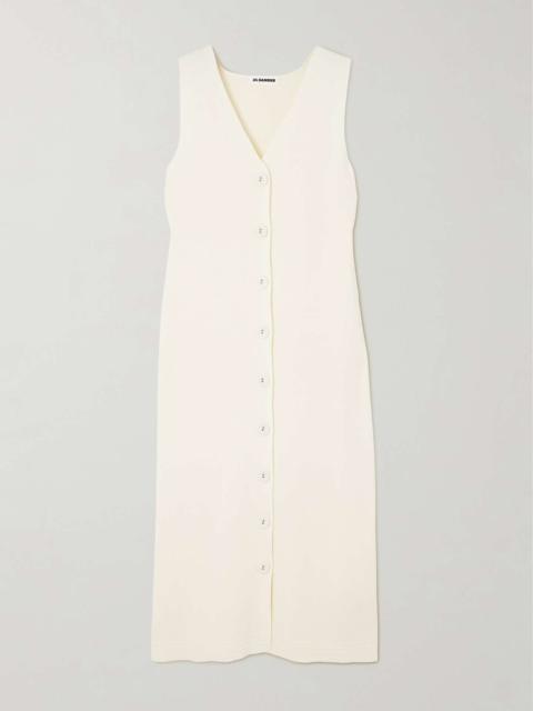 Jil Sander Ribbed-knit cotton-blend midi dress