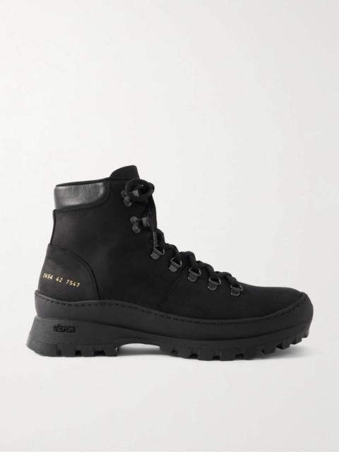 Leather-Trimmed Nubuck Hiking Boots