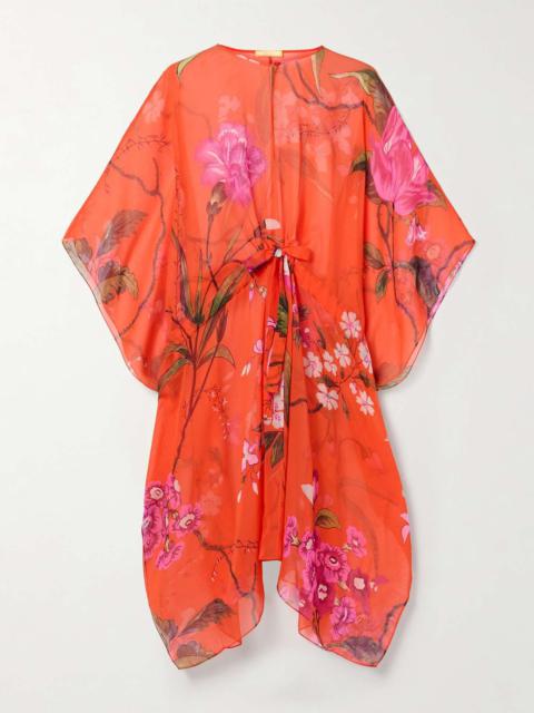 Floral-print cotton and silk-blend mini dress