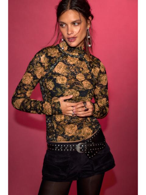 FREE PEOPLE Lyric Sheer Lace Long Sleeve Turtleneck Top