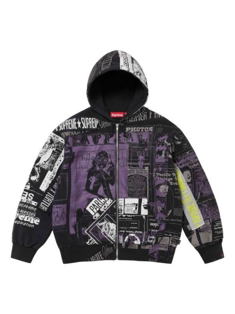 Supreme Collage Zi[p Up Hooded Sweatshirt 'Black Purple White' SUP-SS24-223