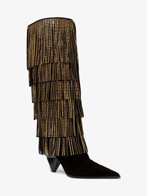 MICHAEL KORS Jayla Embellished Suede Fringed Boot