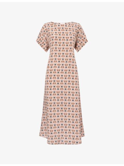 WEEKEND Max Mara Printed Short-Sleeve Silk Midi Dress