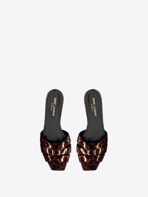 tribute mules in tortoiseshell patent leather