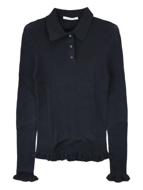 CECILIE BAHNSEN ruffle-hem ribbed polo top