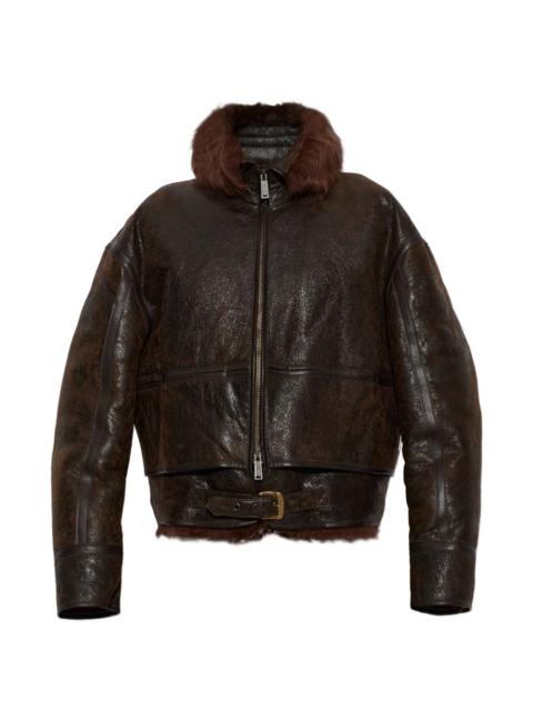DSQUARED2 shearling-trim leather jacket