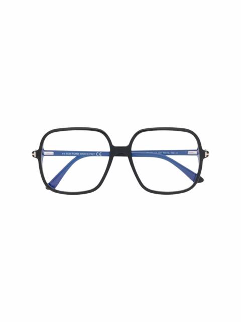 polished-effect oversize-frame glasses