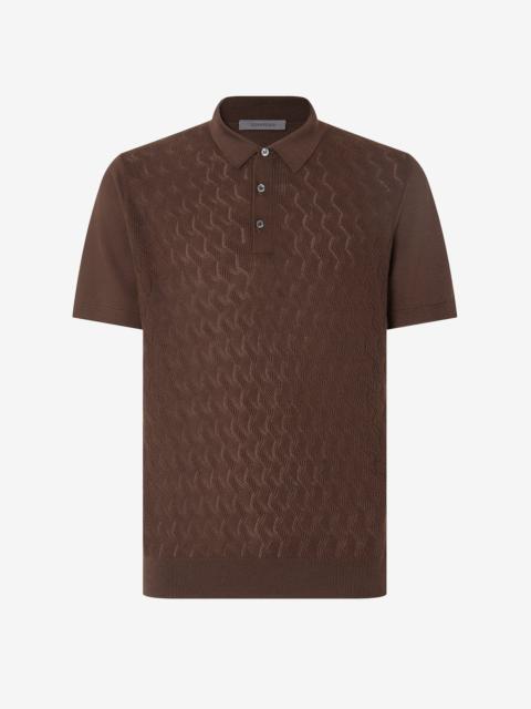 CORNELIANI Brown silk and cotton crew neck knitwear