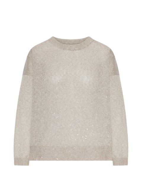 Brunello Cucinelli sparkling crew neck linen sweater