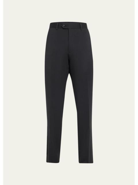 GIORGIO ARMANI Basic Wool Flat-Front Trousers, Black