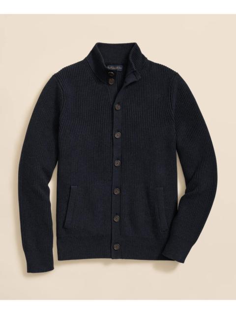 Brooks Brothers Supima® Cotton Ribbed Mock Neck Cardigan