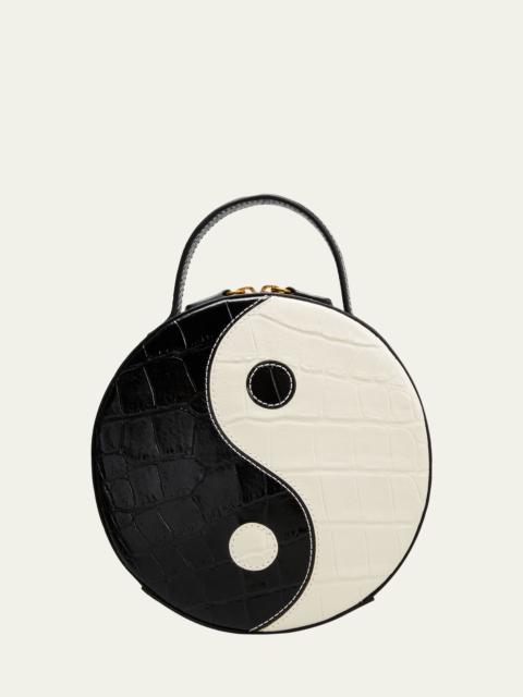STAUD Yin Yang Round Moc-Croc Crossbody Bag