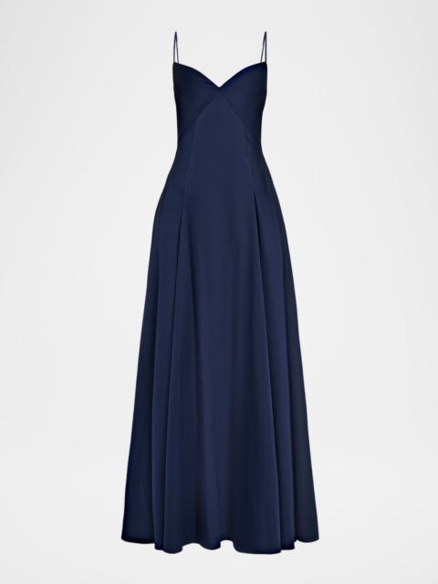 Empire-Waist Sleeveless Taffeta Godet Gown