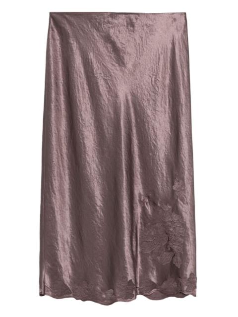 Vince satin-finish midi skirt