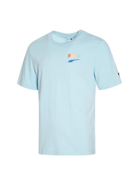 PUMA Printed Casual T-Shirt 'Blue Yellow Pink' 531335-90