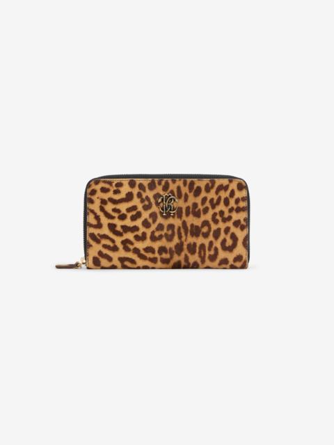Roberto Cavalli Jaguar Skin Print Zip-Around Wallet