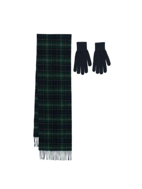 Barbour tartan scarf and gloves set