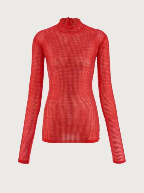 FERRAGAMO SILK CRYSTAL EMBELLISHED TOP