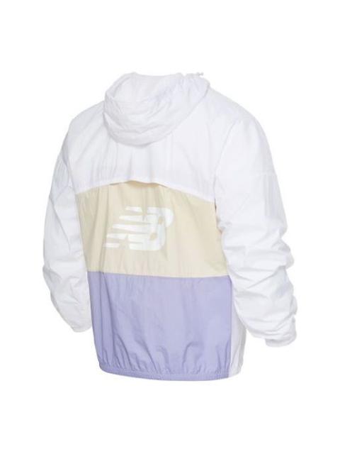 New Balance New Balance Logo Printing Colorblock Hooded Jacket Couple Style White 5AC19013-WT
