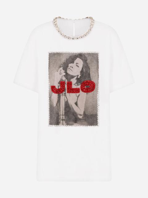 Printed jersey T-shirt with J.LO embellishment