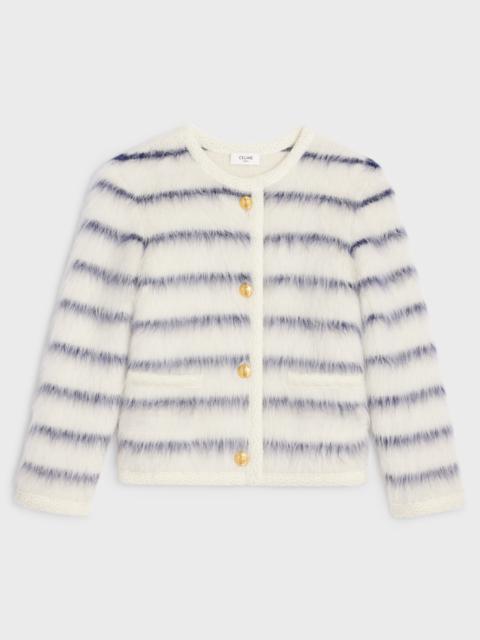 CELINE Striped cardigan jacket in brushed alpaca
