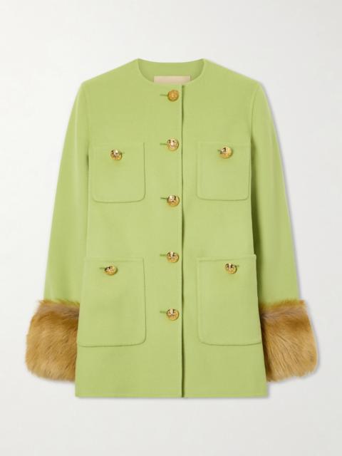 Valentino Shearling-trimmed Wool And Cashmere-blend Coat