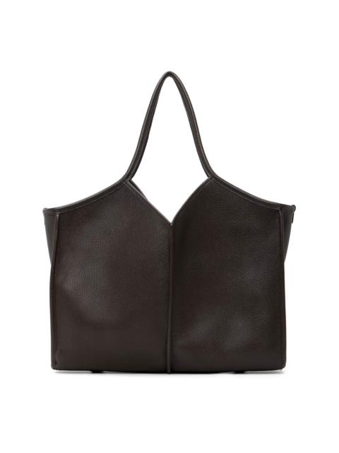 HEREU Brown Calella Squared Medium Grainy Tote